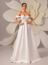 Elegant Lace Embroidery Off Shoulder Wedding Dress With Train
